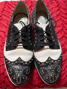 MICHAEL Michael Kors Black and White Studded Oxford Flats